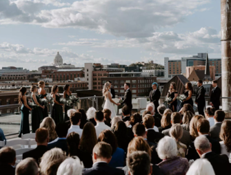 Wedding ceremony on A'BULAE rooftop in minnesota