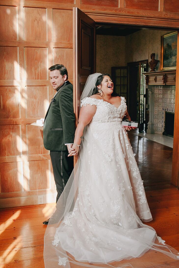 First Touch During Wedding at The Beverly Mansion in Marengo, Ohio