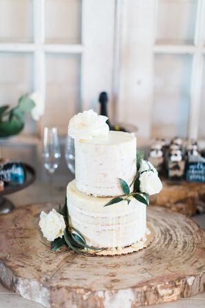 Rustic Naked Cake on Raw Wood Cake Stand