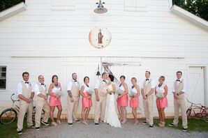 Preppy Pink and Khaki Wedding Party Attire