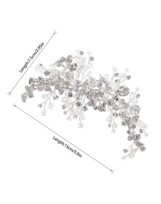 AW Bridal AW BRIDAL Wedding Hair Clip Bridal Hair Comb Rhinestones Wedding Hair Accessories for Brides Flower Girl Bridal Hair Pieces (Sliver) Silver Pins, Combs + Clip - 6