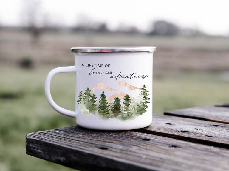 Metal camping mug wedding favor