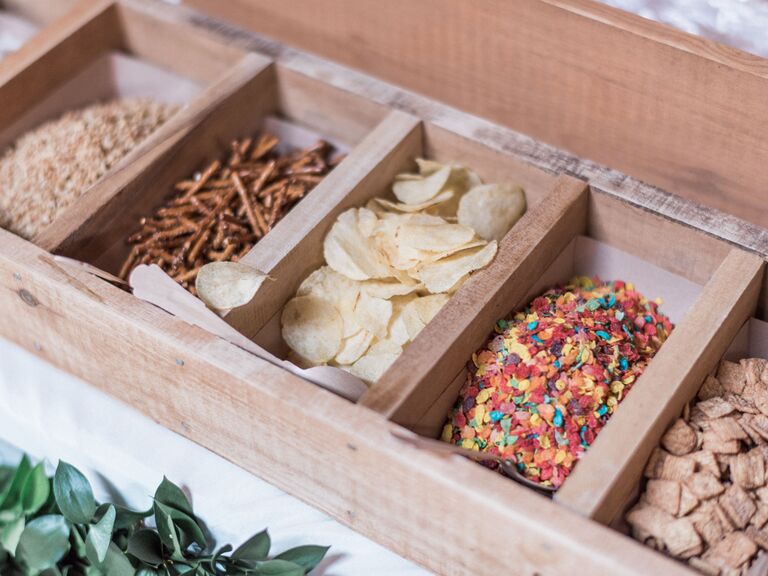 wedding food stations ice cream cookie bar