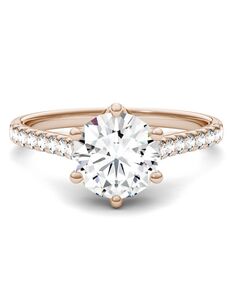 Forever One Moissanite Glamorous Round Cut Engagement Ring