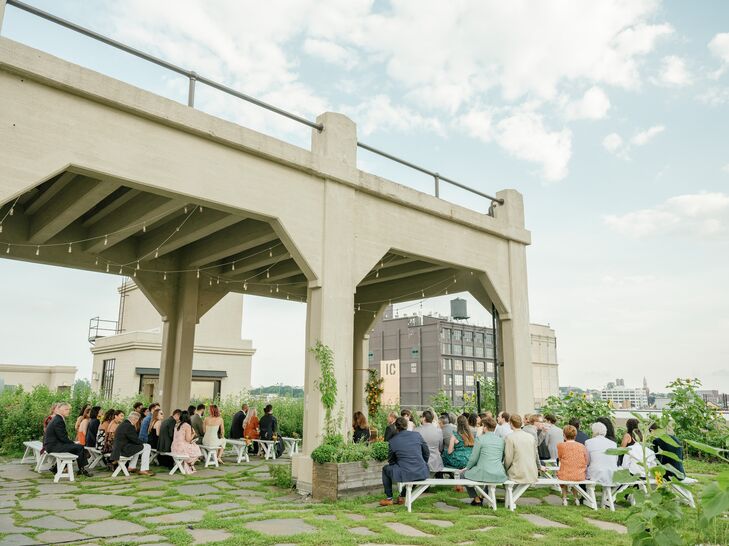 Rooftop Wedding Ceremony at Brooklyn Grange Farm in New York