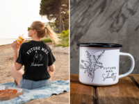 Collage of two future mrs merch items including tshirt and mug