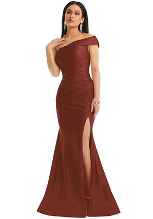 Dessy Group One-Shoulder Bias-Cuff Stretch Satin Mermaid Dress with Slight Train - CS107 One Shoulder Bridesmaid Dress