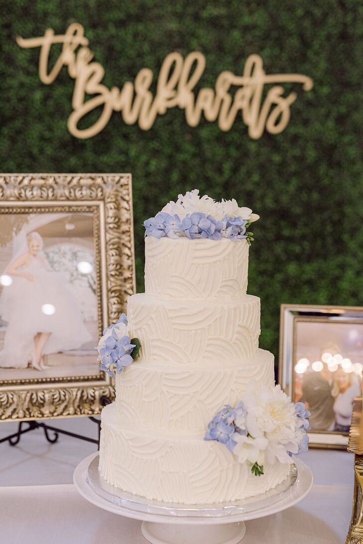 Wedding Cake With Blue Flowers