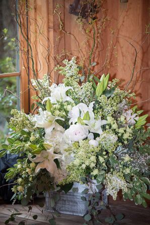 Ivory and Green Lush Flower Arrangement