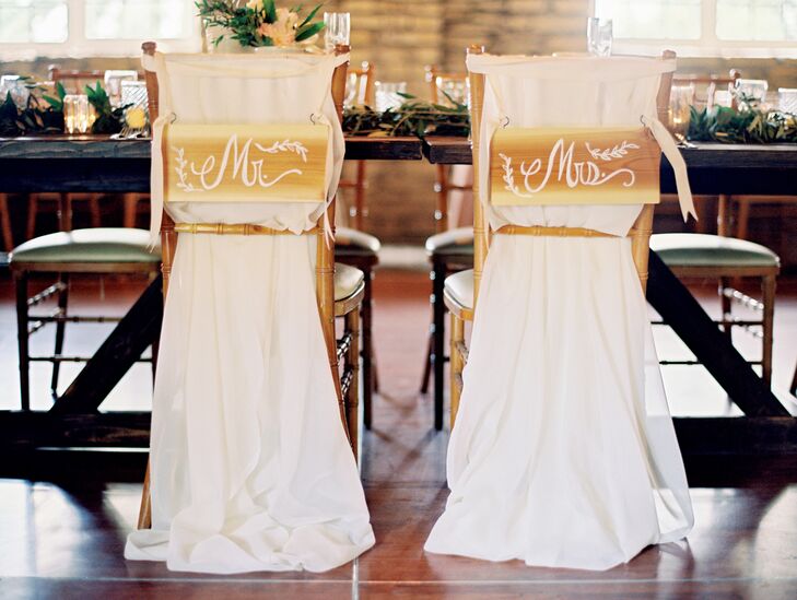 Hand-Painted Wood Mr. and Mrs. Signs