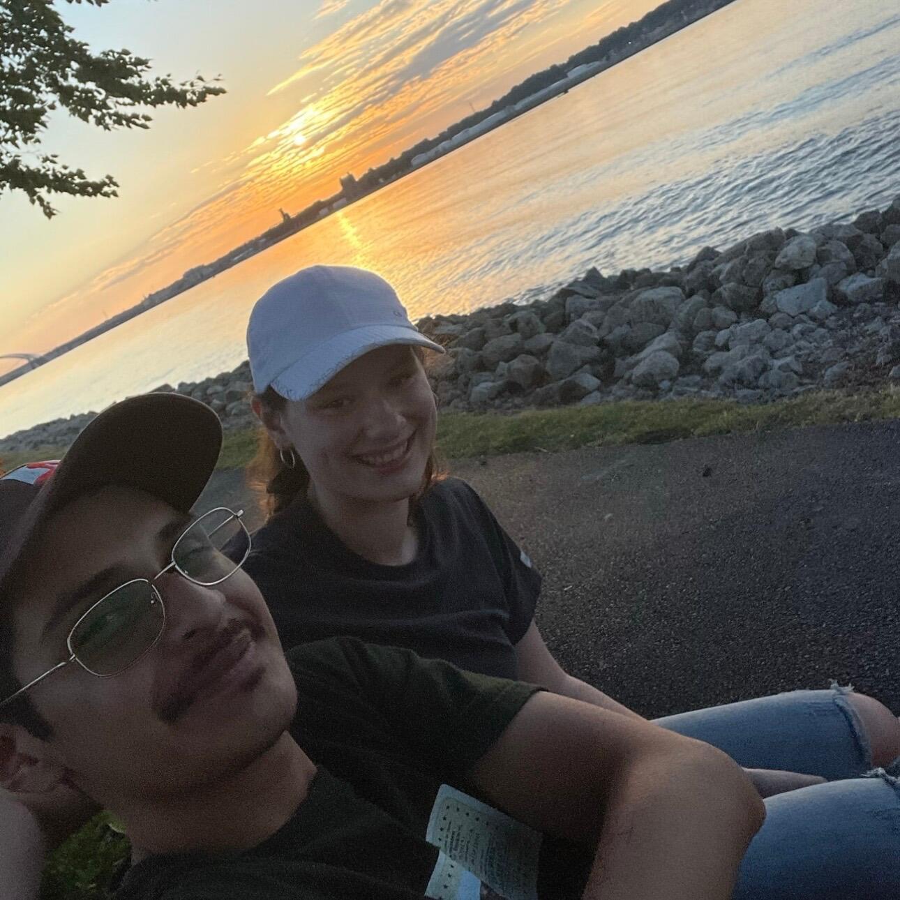 This night we watched the sunset and watched a movie together.