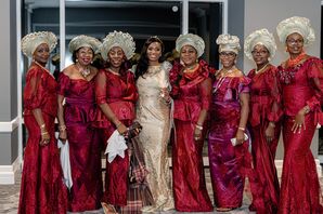 Bride With Family Dresses in Nigerian Aso-Ebi