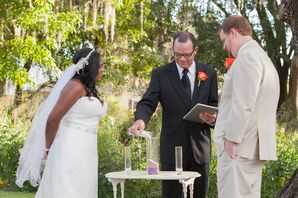 Officiant Mixes Sand Before the Couple