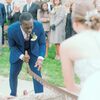 This Couple Included a Traditional German Log Cutting Ceremony as Part of Their Wedding in Virginia