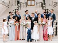the couple with their wedding party