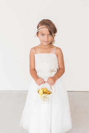 Vintage-Style White Flower Girl Dress