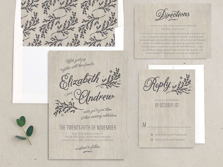 rustic wedding invitations woodgrain background