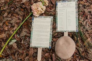 Natural Pastel Border Ceremony Program Fans and Kippot