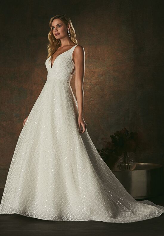 V Neck Knee Length Belt Lace Wedding Dres