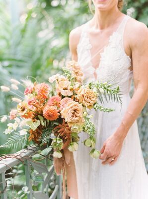 Peach-Hued Bouquet for Wedding at The Greenhouse at Driftwood