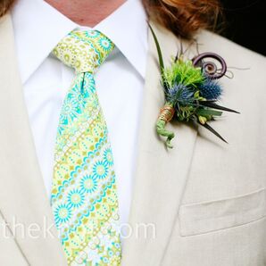 Blue and Green Boutonniere