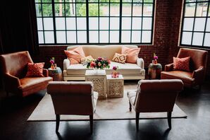 Modern Lounge Furniture, Brick Walls and Industrial Windows