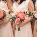 Coral Charm Peony Bouquets at Planterra Conservatory in Detroit, Michigan, Wedding
