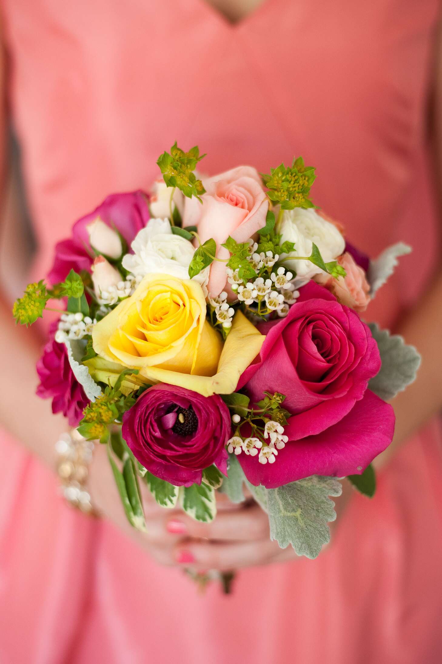 Hot Pink And Yellow Roses