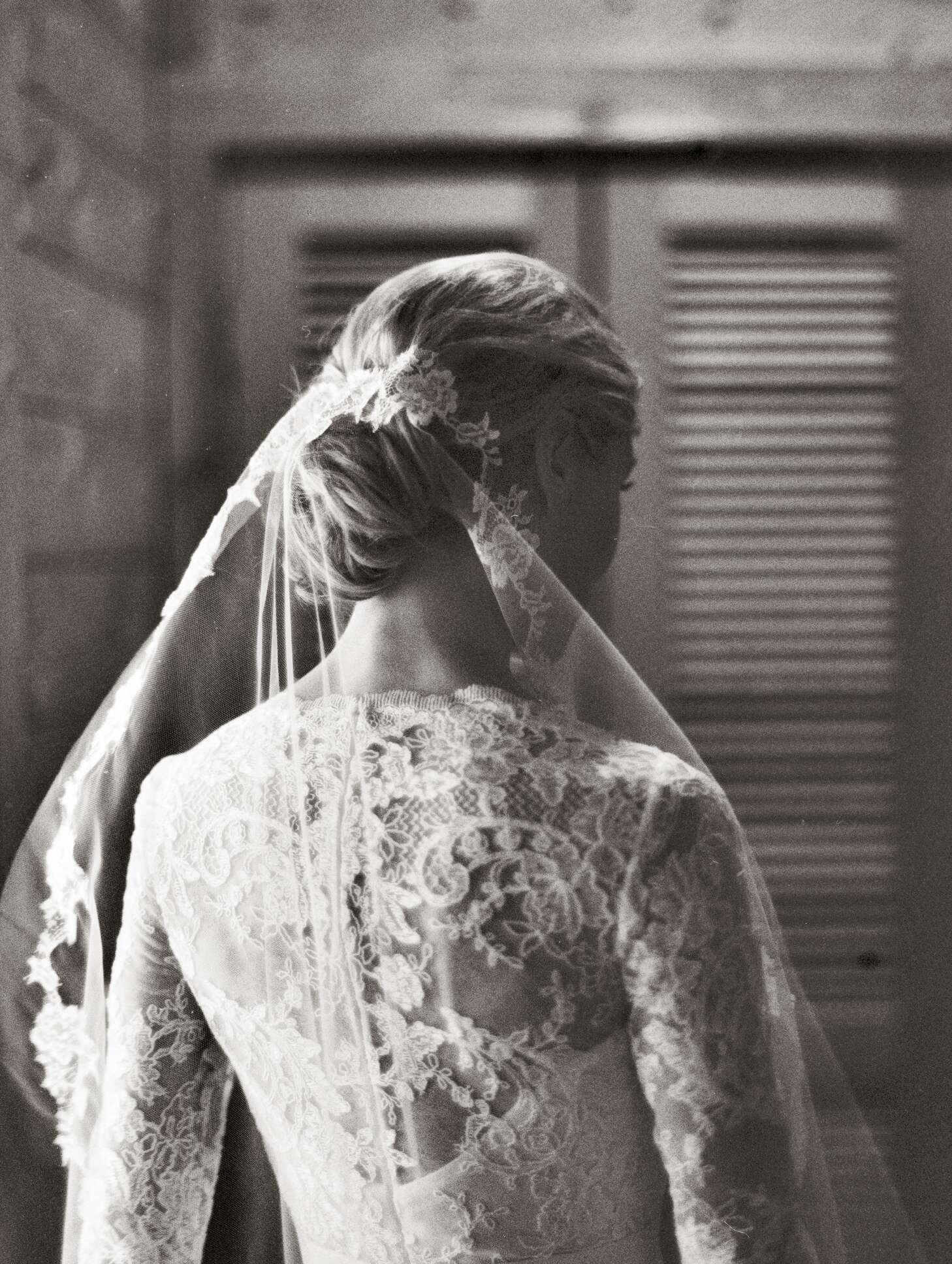 Marchesa Long-Sleeve Wedding Dress With Veil