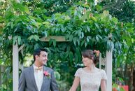 “We both wanted an outdoor wedding that felt relaxed and romantic,” Tina Lasorsa (25 and a vintage and antique jewelry dealer) says, which is why she 