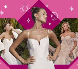 collage of brides wearing Casablanca Bridal wedding gowns