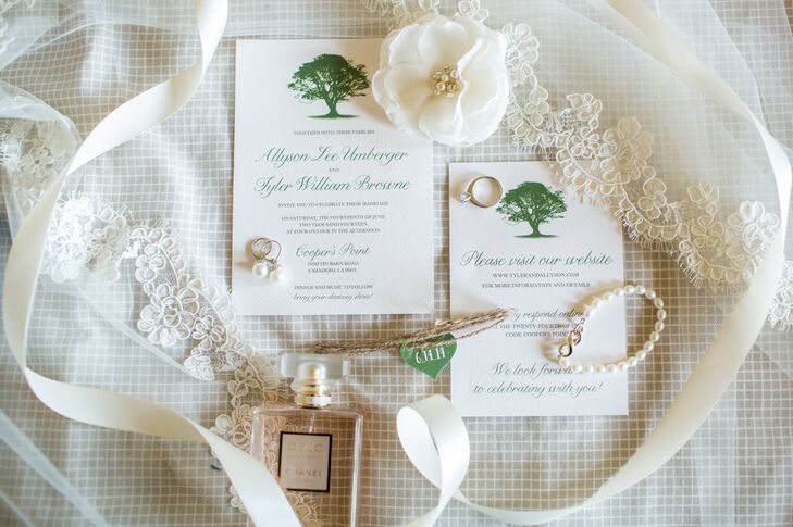 Formal Green Invitations with Tree Motif