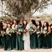 Bridesmaids with Long Green Dresses and Bohemian Bouquets
