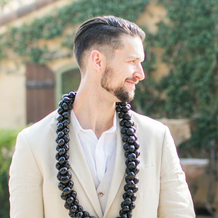 men's wedding haircut slicked-back fade