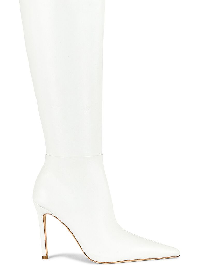 Long white boot with stiletto heel 