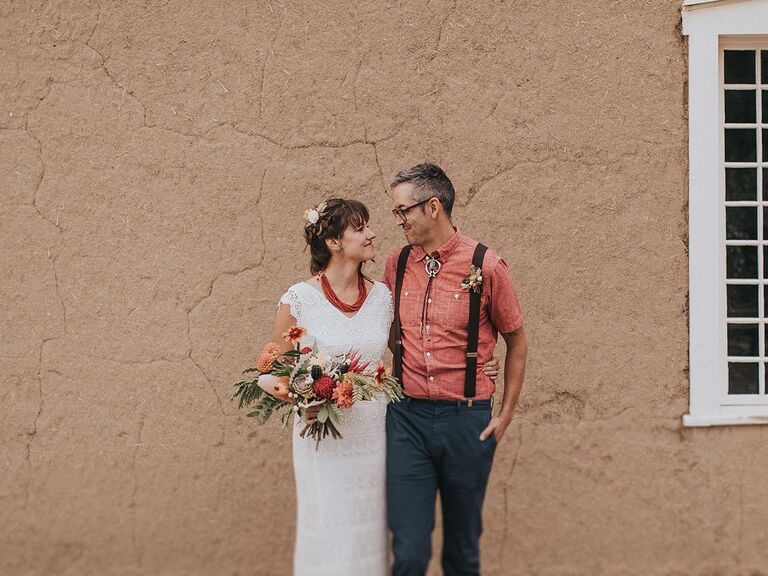 modern bride and groom