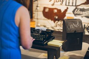 Typewriter Guestbook Messages at Wedding at The Turn Vintage Warehouse in Newport, Kentucky