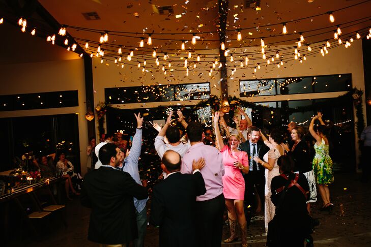 Paige and Matt's final surprise? Later in the night, they shocked their guests when a confetti cannon went off over the dance floor at Pecan Springs Ranch in Austin, Texas.